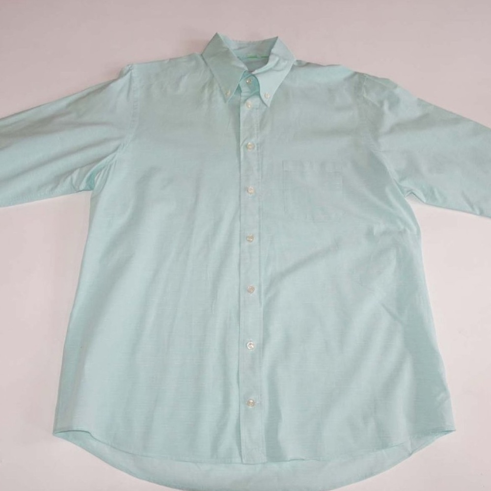 Eton Men's Contemporary Dress Shirt Size Large Long Sleeves Mint Green 16 - 36